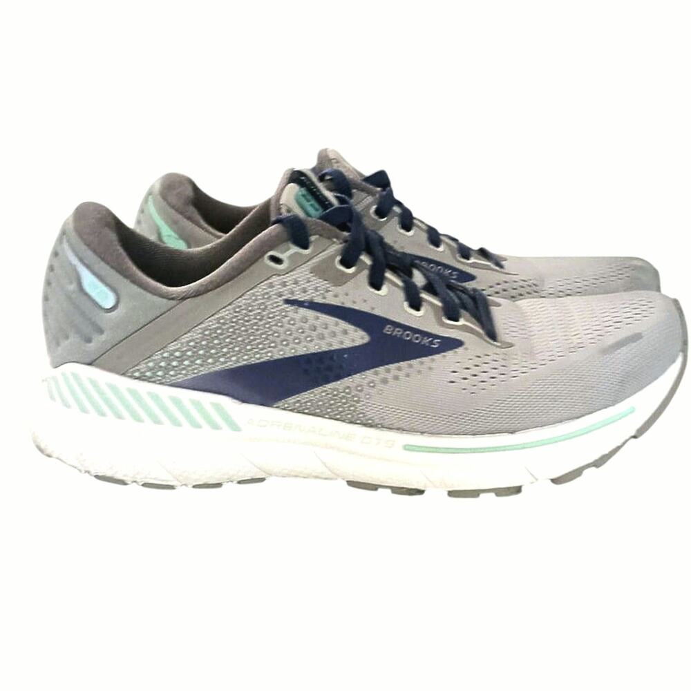 Brooks Adrenaline GTS 22 gray and blue running athletic shoe 9 womens gym active
